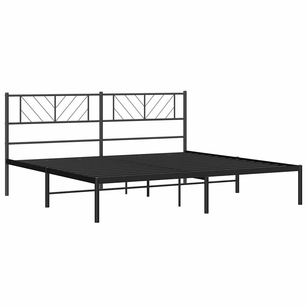 Bedframe met hoofdbord metaal zwart 193x203 cm is nu te koop bij PeponiXL, paradijselijk wonen!