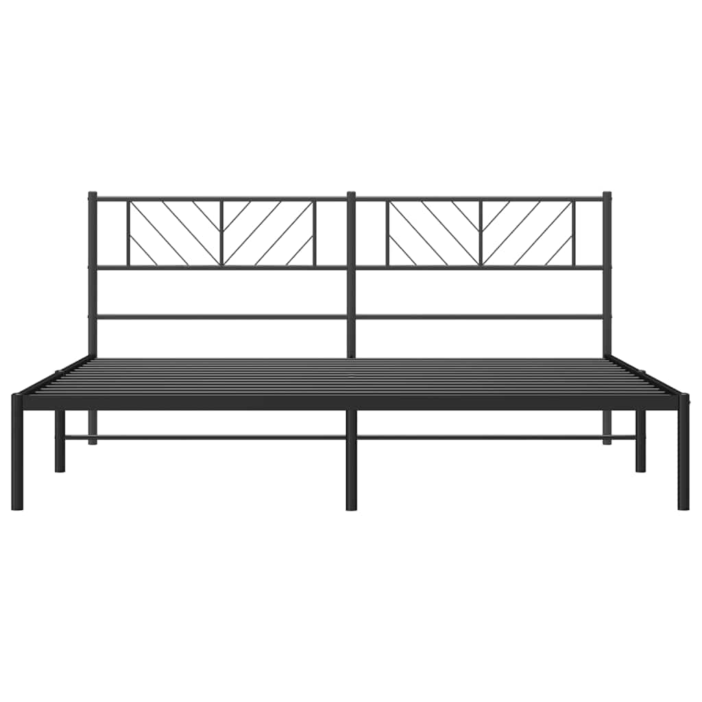 Bedframe met hoofdbord metaal zwart 193x203 cm is nu te koop bij PeponiXL, paradijselijk wonen!