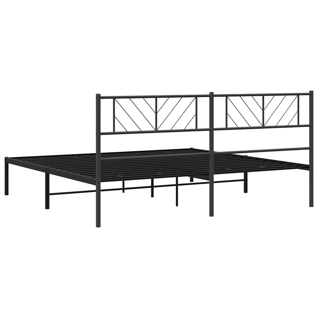 Bedframe met hoofdbord metaal zwart 193x203 cm is nu te koop bij PeponiXL, paradijselijk wonen!