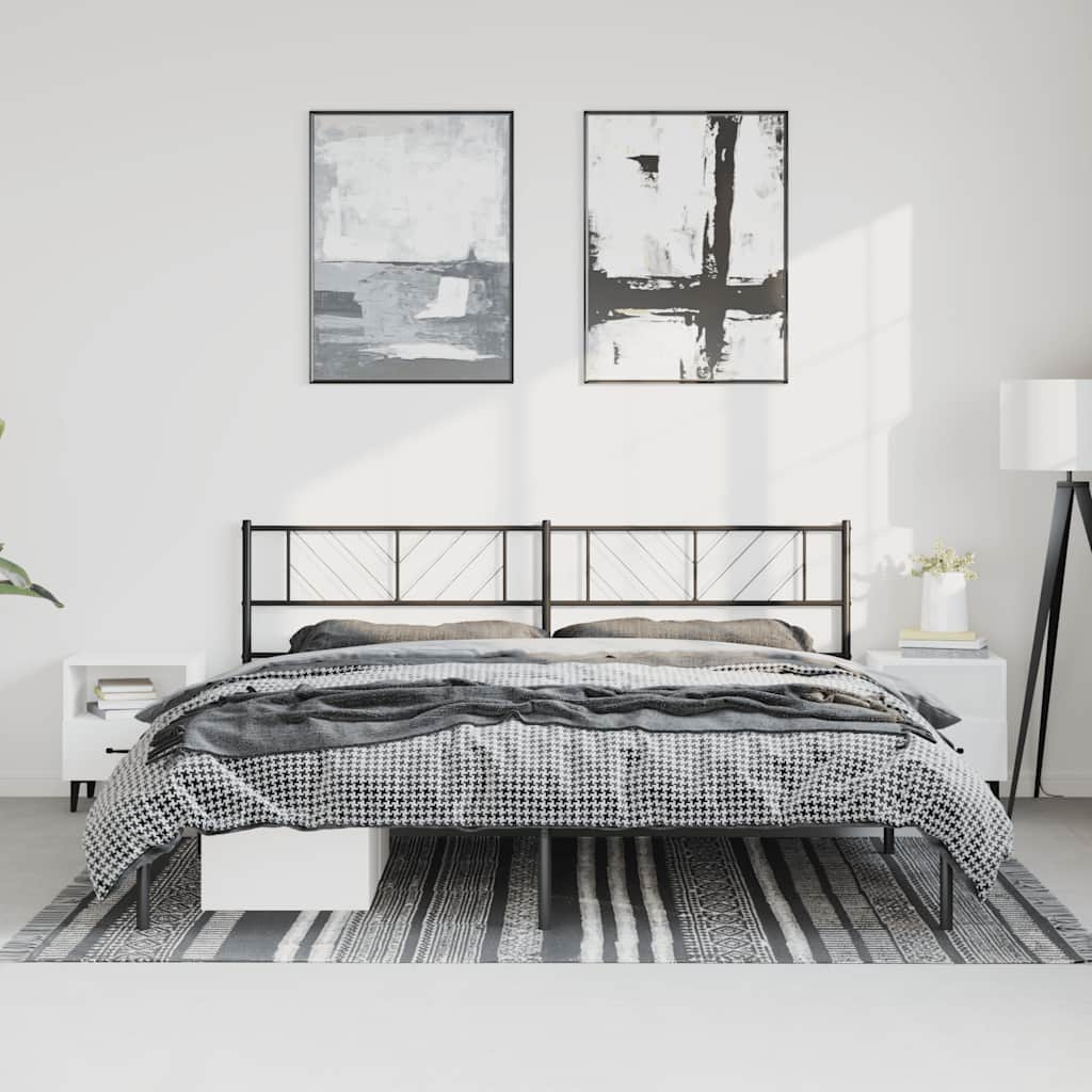 Bedframe met hoofdbord metaal zwart 193x203 cm is nu te koop bij PeponiXL, paradijselijk wonen!