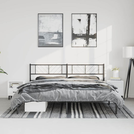 Bedframe met hoofdbord metaal zwart 193x203 cm is nu te koop bij PeponiXL, paradijselijk wonen!