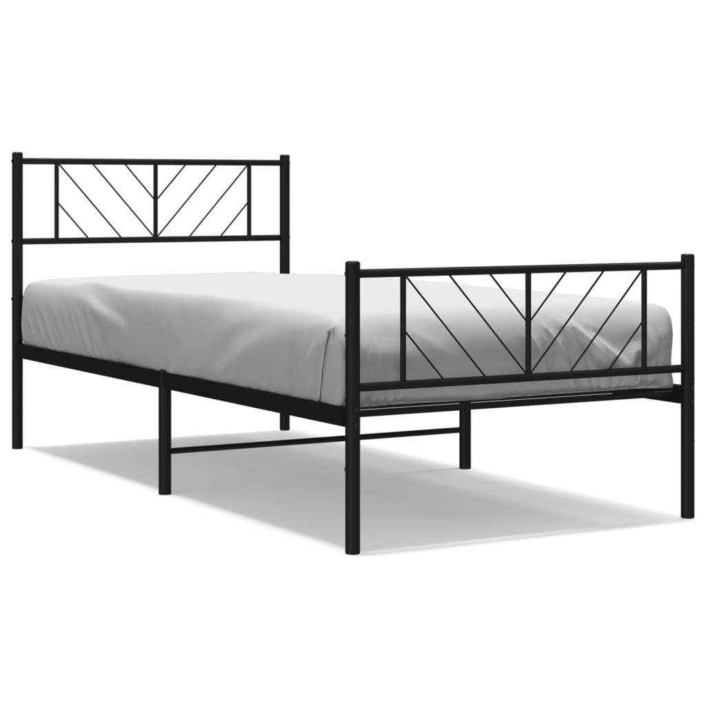 Bedframe met hoofd- en voeteneinde metaal zwart 75x190 cm is nu te koop bij PeponiXL, paradijselijk wonen!