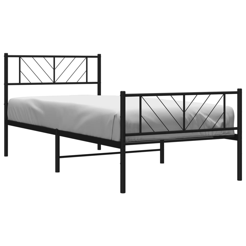 Bedframe met hoofd- en voeteneinde metaal zwart 75x190 cm is nu te koop bij PeponiXL, paradijselijk wonen!