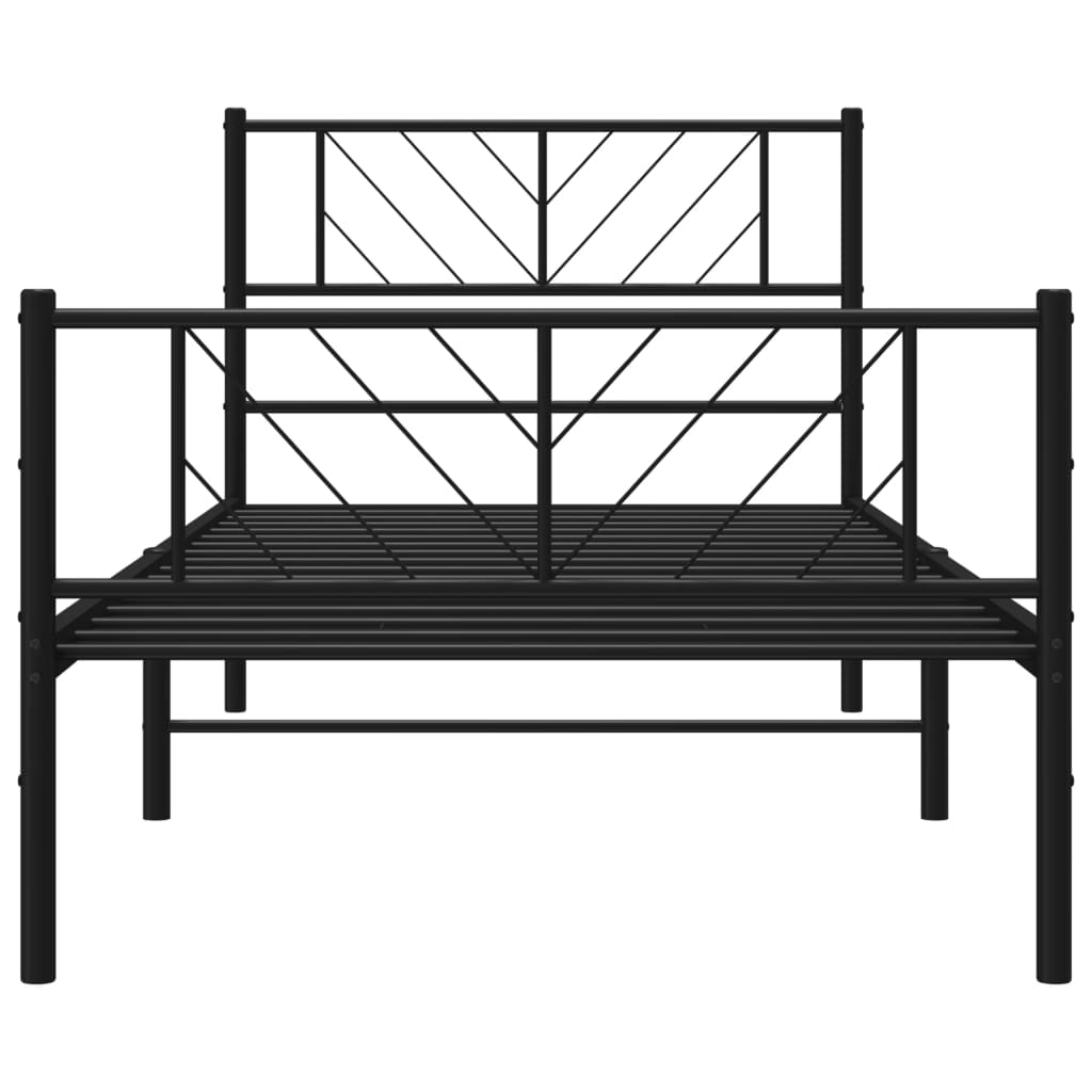 Bedframe met hoofd- en voeteneinde metaal zwart 75x190 cm is nu te koop bij PeponiXL, paradijselijk wonen!
