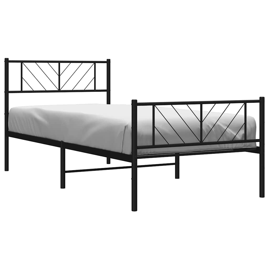 Bedframe met hoofd- en voeteneinde metaal zwart 100x190 cm is nu te koop bij PeponiXL, paradijselijk wonen!