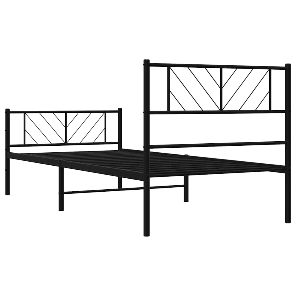 Bedframe met hoofd- en voeteneinde metaal zwart 100x190 cm is nu te koop bij PeponiXL, paradijselijk wonen!