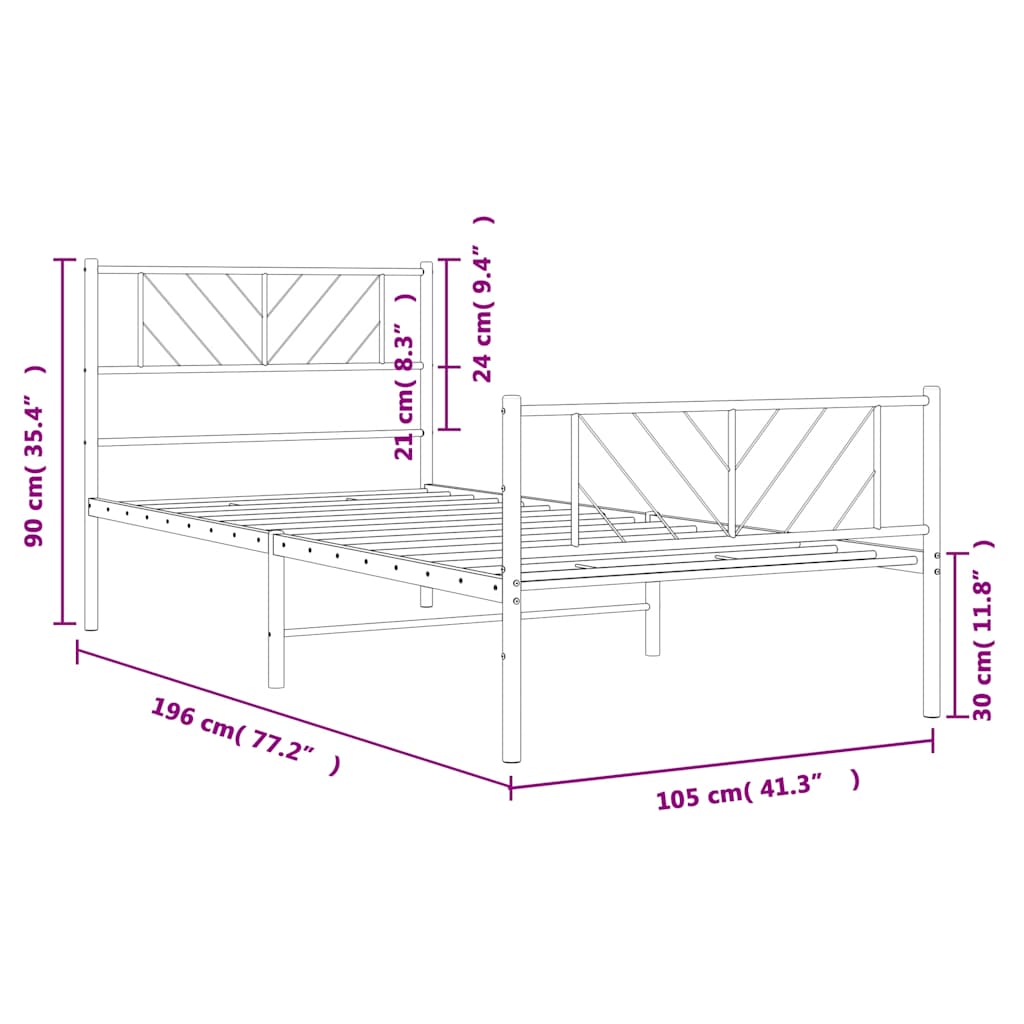 Bedframe met hoofd- en voeteneinde metaal zwart 100x190 cm is nu te koop bij PeponiXL, paradijselijk wonen!