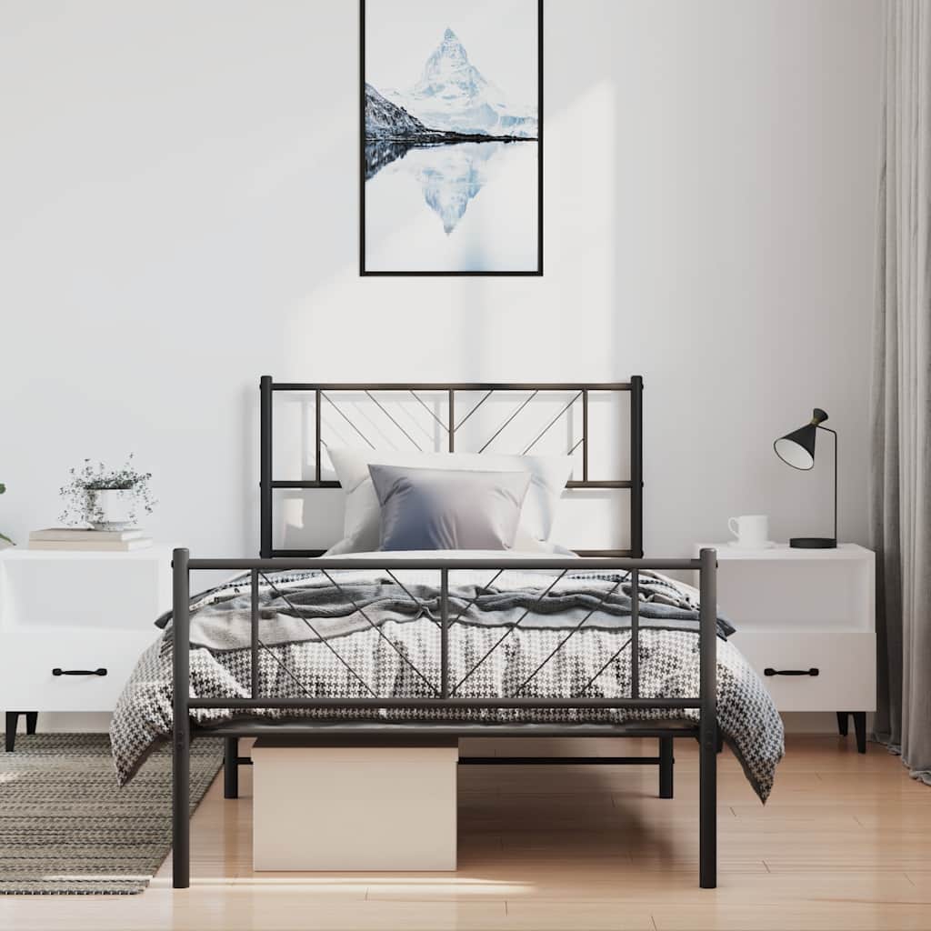 Bedframe met hoofd- en voeteneinde metaal zwart 100x190 cm is nu te koop bij PeponiXL, paradijselijk wonen!
