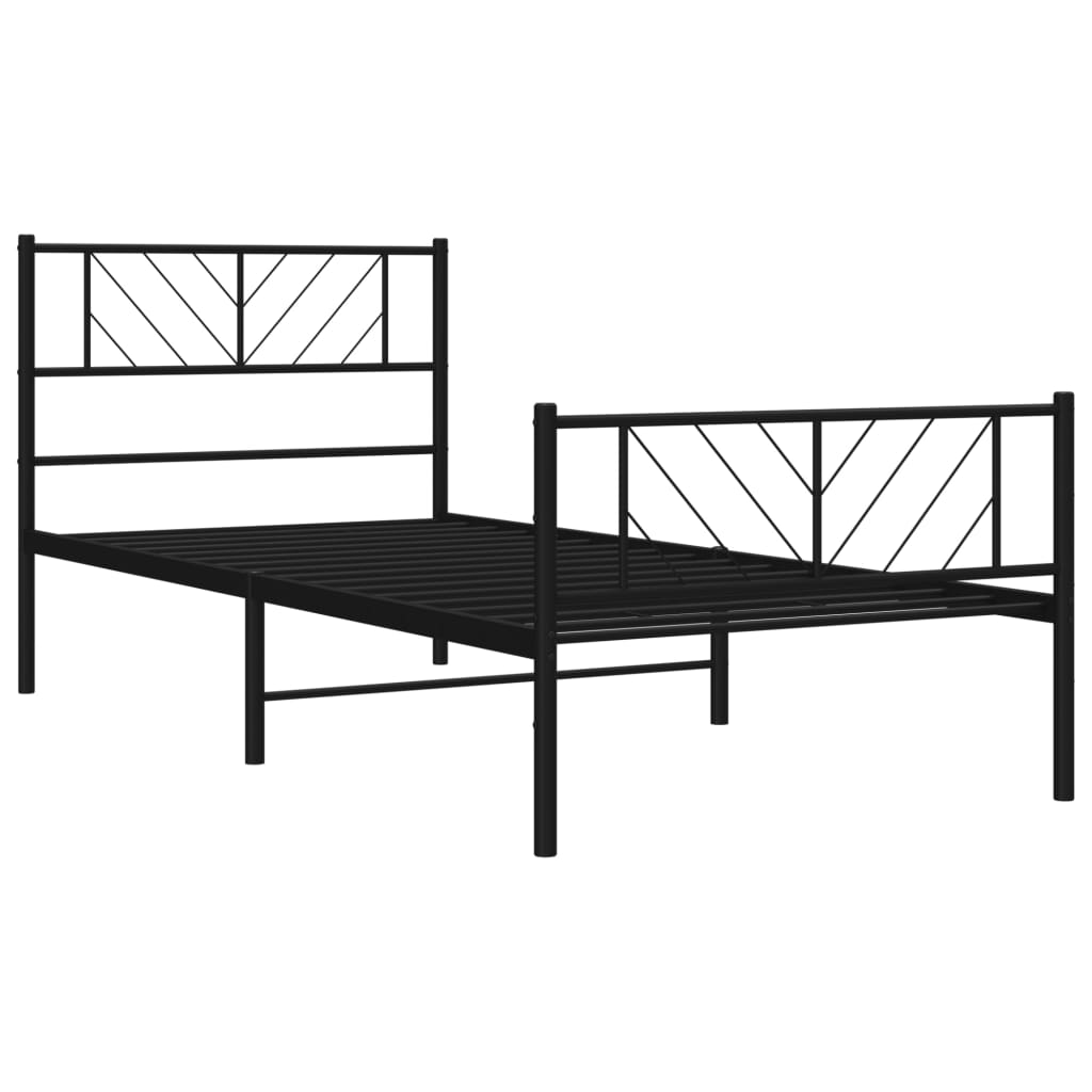 Bedframe met hoofd- en voeteneinde metaal zwart 107x203 cm is nu te koop bij PeponiXL, paradijselijk wonen!