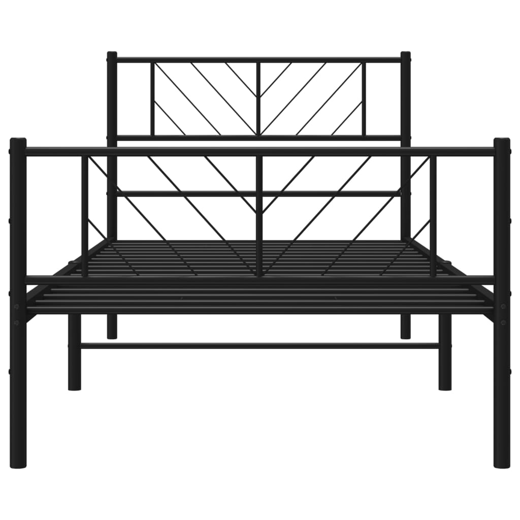 Bedframe met hoofd- en voeteneinde metaal zwart 107x203 cm is nu te koop bij PeponiXL, paradijselijk wonen!