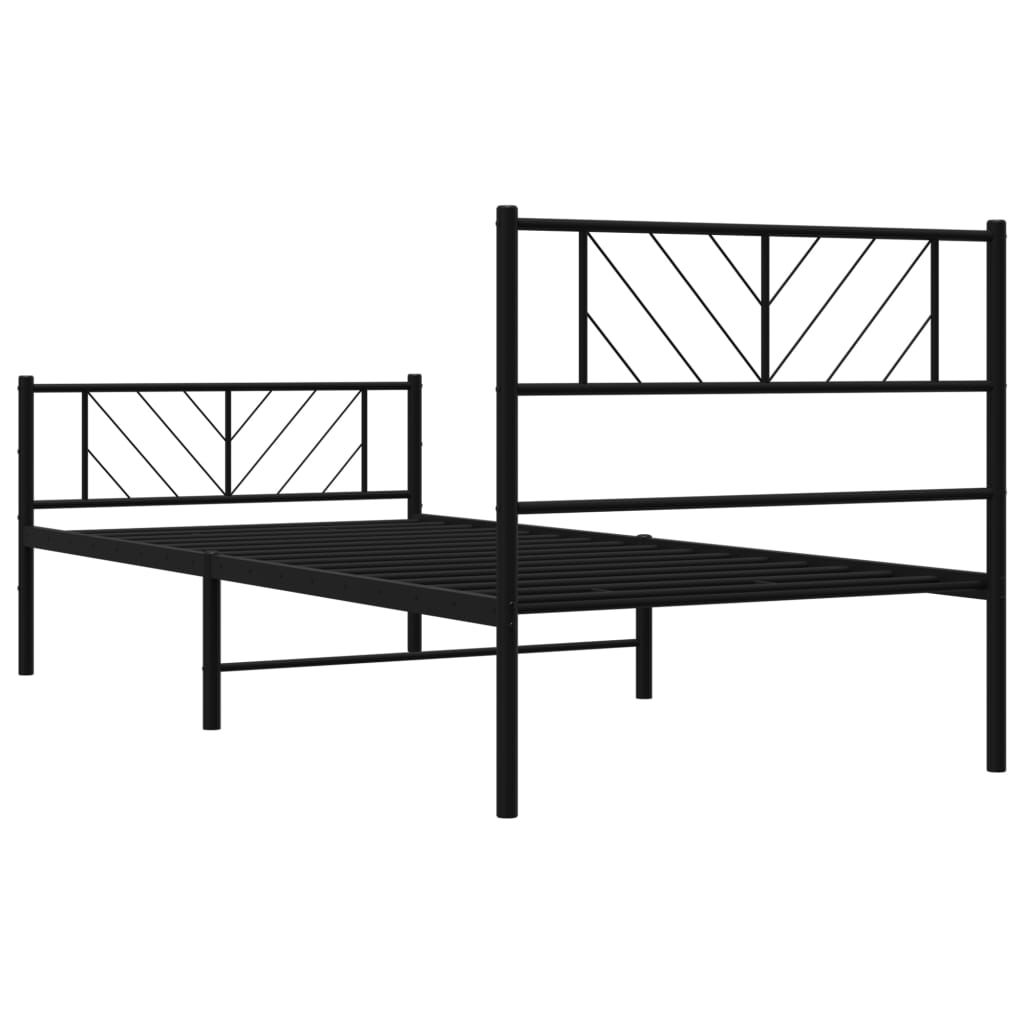 Bedframe met hoofd- en voeteneinde metaal zwart 107x203 cm is nu te koop bij PeponiXL, paradijselijk wonen!