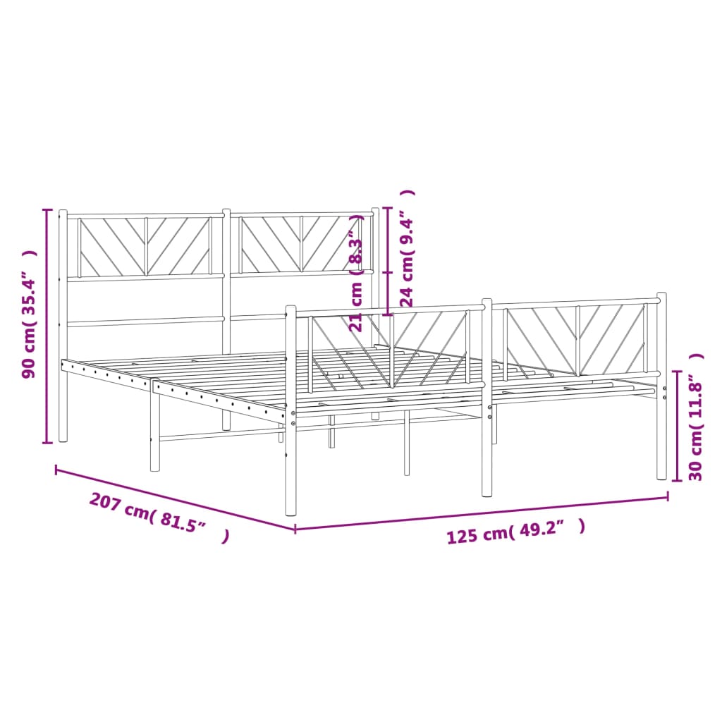 Bedframe met hoofd- en voeteneinde metaal zwart 120x200 cm is nu te koop bij PeponiXL, paradijselijk wonen!