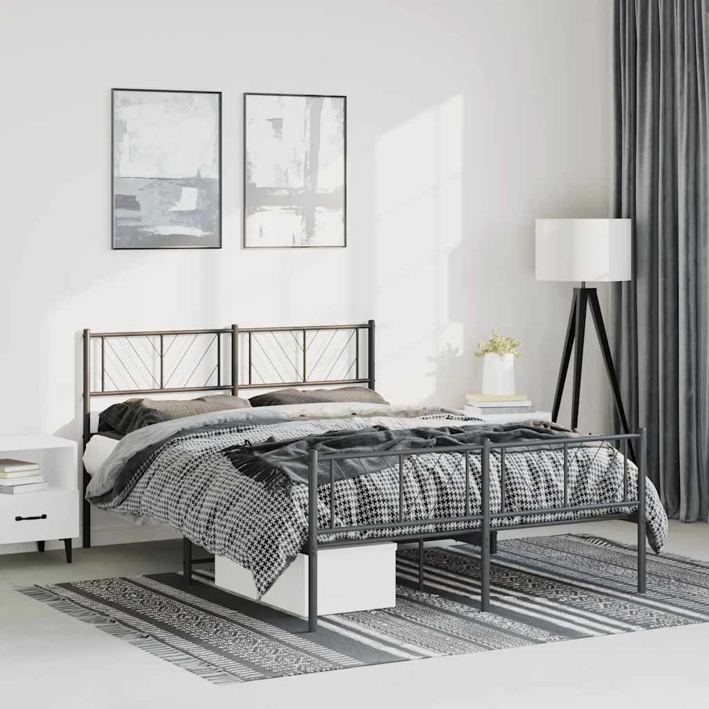 Bedframe met hoofd- en voeteneinde metaal zwart 135x190 cm is nu te koop bij PeponiXL, paradijselijk wonen!