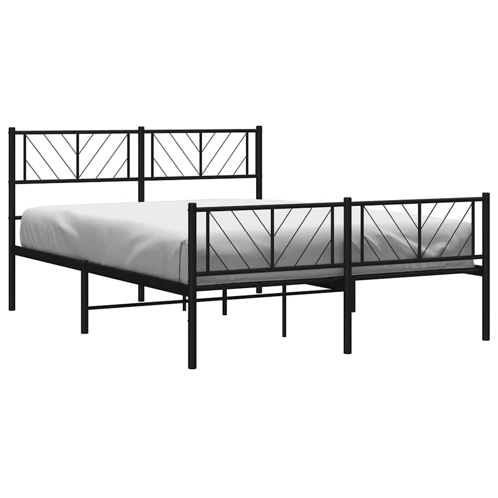 Bedframe met hoofd- en voeteneinde metaal zwart 135x190 cm is nu te koop bij PeponiXL, paradijselijk wonen!