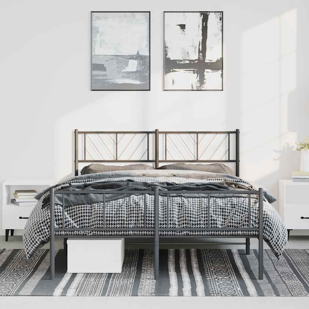 Bedframe met hoofd- en voeteneinde metaal zwart 135x190 cm is nu te koop bij PeponiXL, paradijselijk wonen!