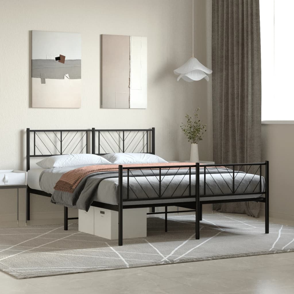 Bedframe met hoofd- en voeteneinde metaal zwart 140x200 cm is nu te koop bij PeponiXL, paradijselijk wonen!