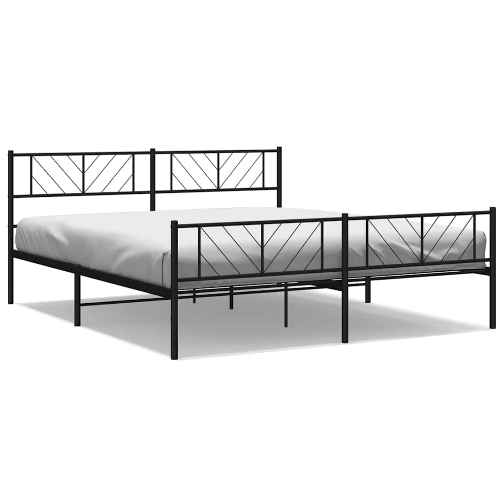 Bedframe met hoofd- en voeteneinde metaal zwart 183x213 cm is nu te koop bij PeponiXL, paradijselijk wonen!
