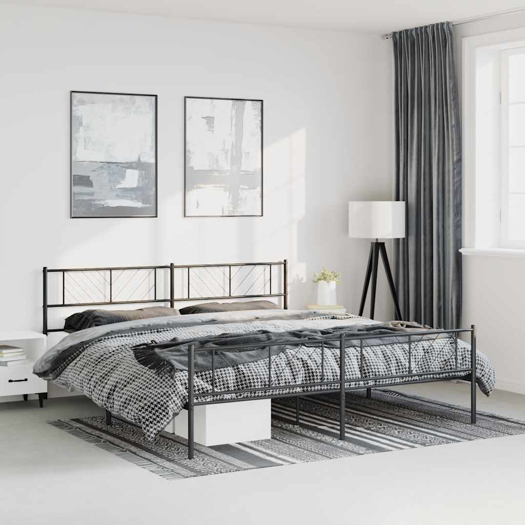Bedframe met hoofd- en voeteneinde metaal zwart 183x213 cm is nu te koop bij PeponiXL, paradijselijk wonen!