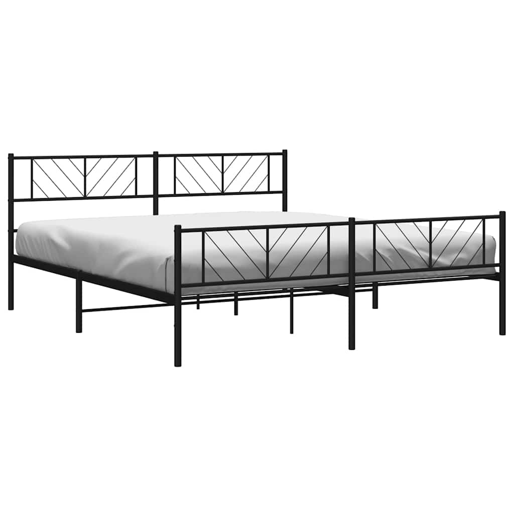 Bedframe met hoofd- en voeteneinde metaal zwart 183x213 cm is nu te koop bij PeponiXL, paradijselijk wonen!