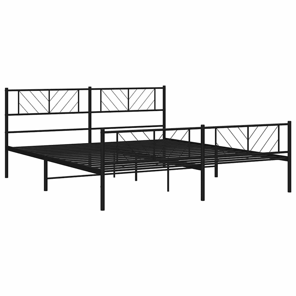 Bedframe met hoofd- en voeteneinde metaal zwart 183x213 cm is nu te koop bij PeponiXL, paradijselijk wonen!