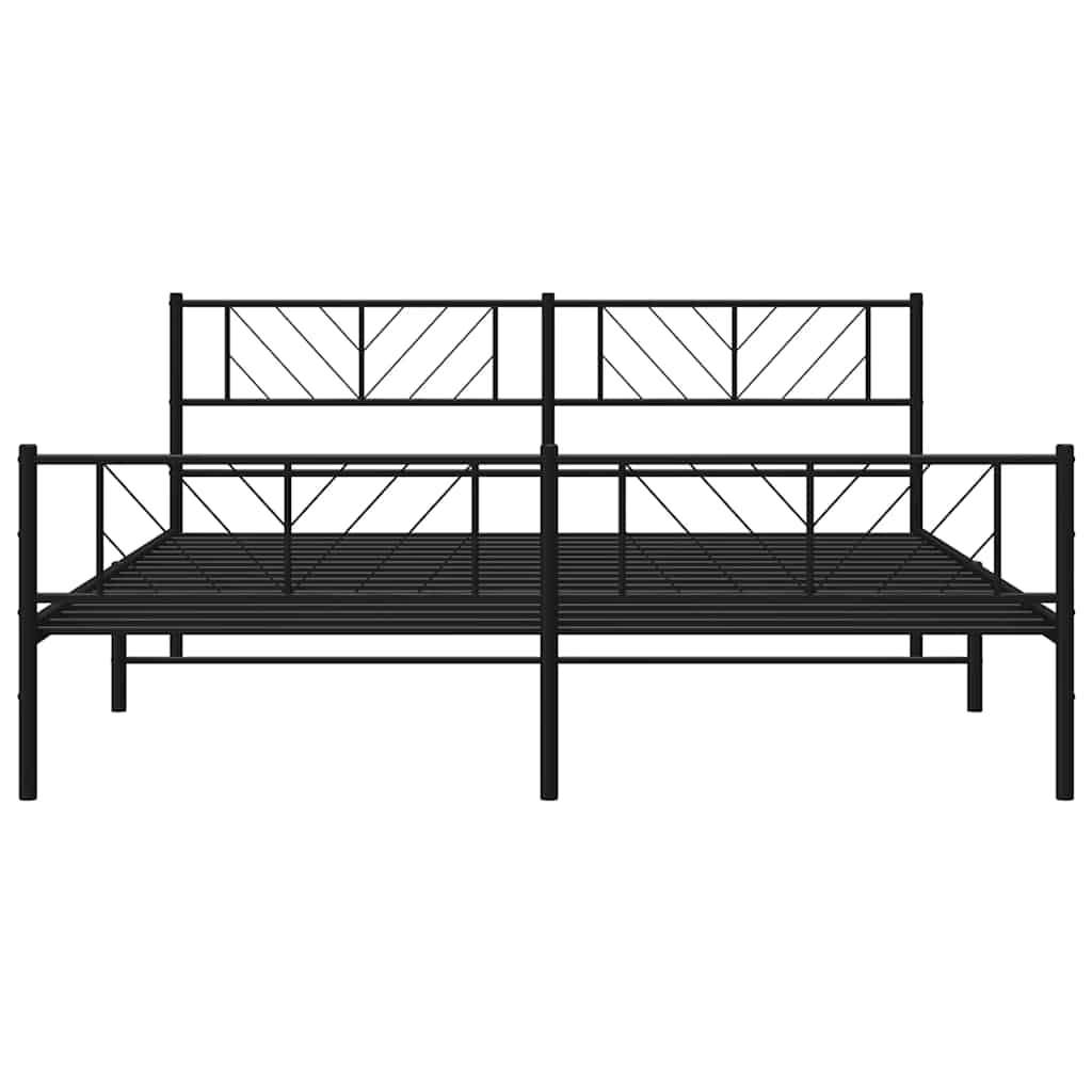 Bedframe met hoofd- en voeteneinde metaal zwart 183x213 cm is nu te koop bij PeponiXL, paradijselijk wonen!