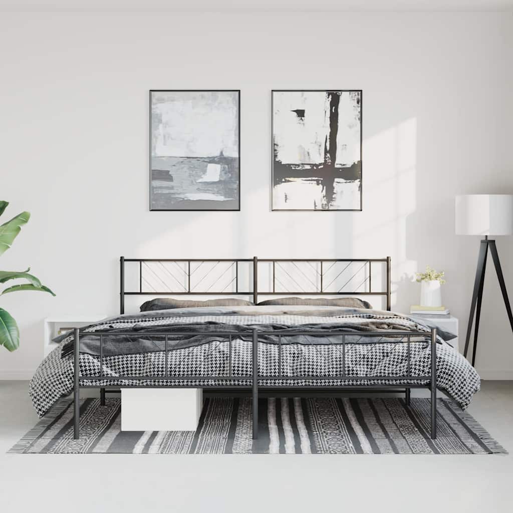 Bedframe met hoofd- en voeteneinde metaal zwart 183x213 cm is nu te koop bij PeponiXL, paradijselijk wonen!