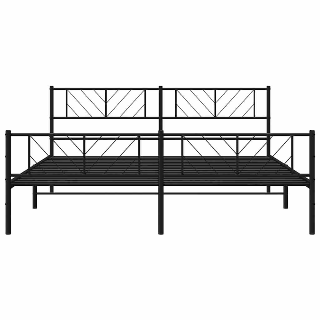 Bedframe met hoofd- en voeteneinde metaal zwart 193x203 cm is nu te koop bij PeponiXL, paradijselijk wonen!