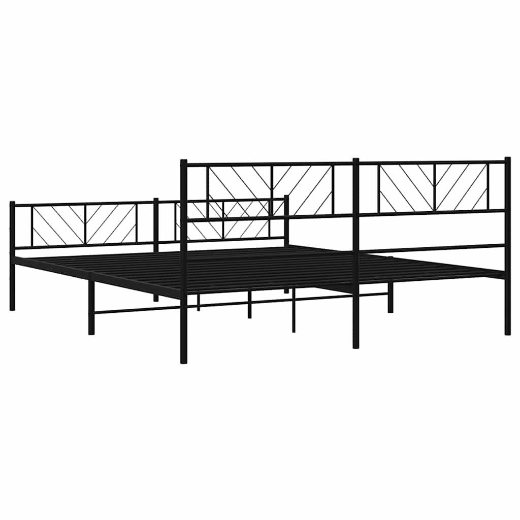Bedframe met hoofd- en voeteneinde metaal zwart 193x203 cm is nu te koop bij PeponiXL, paradijselijk wonen!