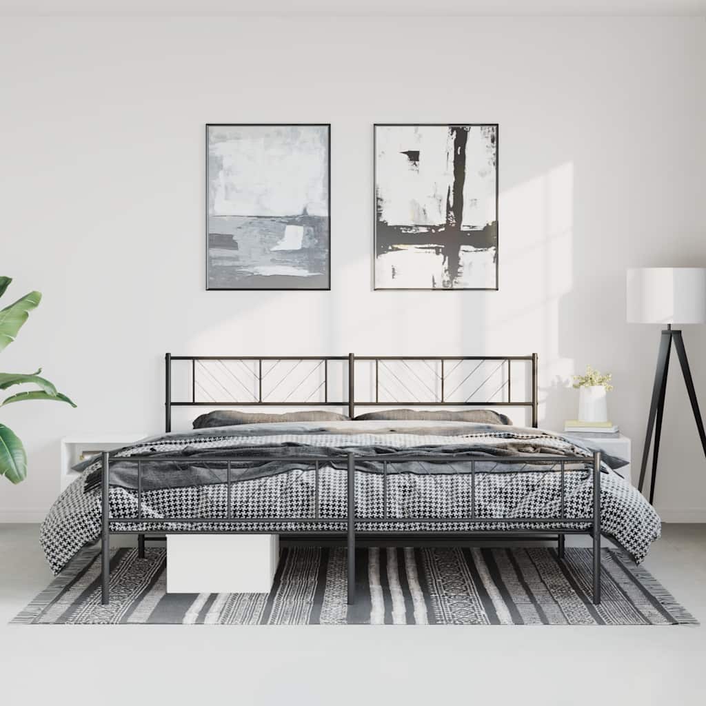 Bedframe met hoofd- en voeteneinde metaal zwart 193x203 cm is nu te koop bij PeponiXL, paradijselijk wonen!