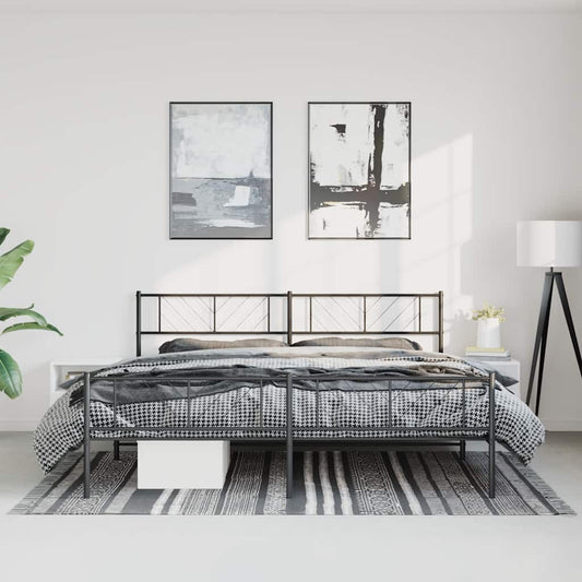 Bedframe met hoofd- en voeteneinde metaal zwart 193x203 cm is nu te koop bij PeponiXL, paradijselijk wonen!