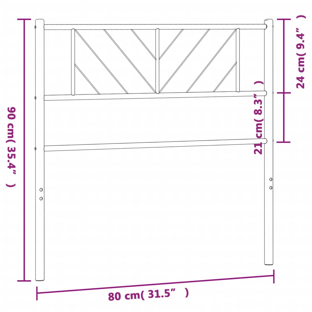 Vervangend hoofdbord 75 cm metaal zwart is nu te koop bij PeponiXL, paradijselijk wonen!