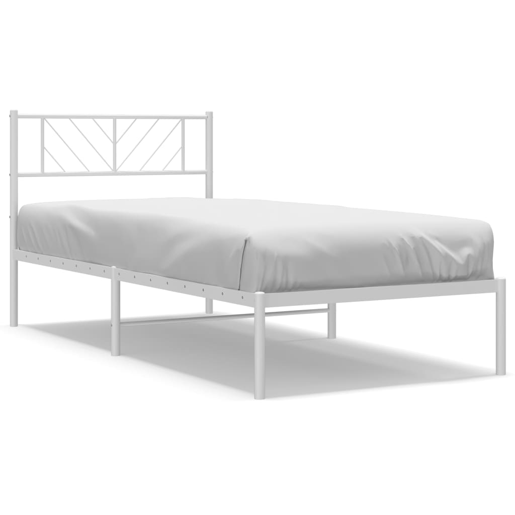 Bedframe met hoofdbord zonder matras metaal wit 75x190 cm is nu te koop bij PeponiXL, paradijselijk wonen!