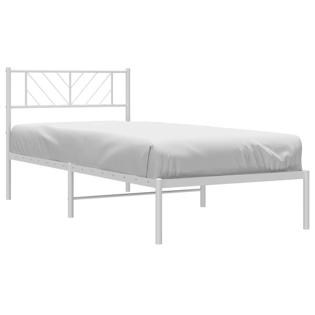Bedframe met hoofdbord zonder matras metaal wit 75x190 cm is nu te koop bij PeponiXL, paradijselijk wonen!