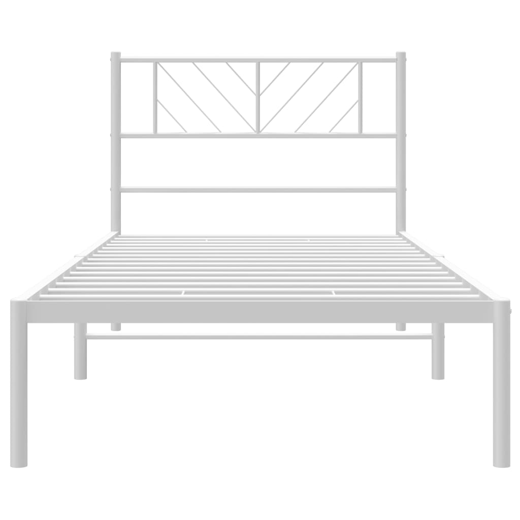 Bedframe met hoofdbord zonder matras metaal wit 75x190 cm is nu te koop bij PeponiXL, paradijselijk wonen!