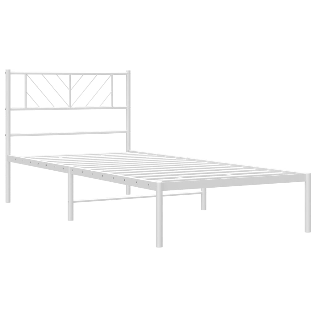 Bedframe met hoofdbord metaal wit 80x200 cm is nu te koop bij PeponiXL, paradijselijk wonen!