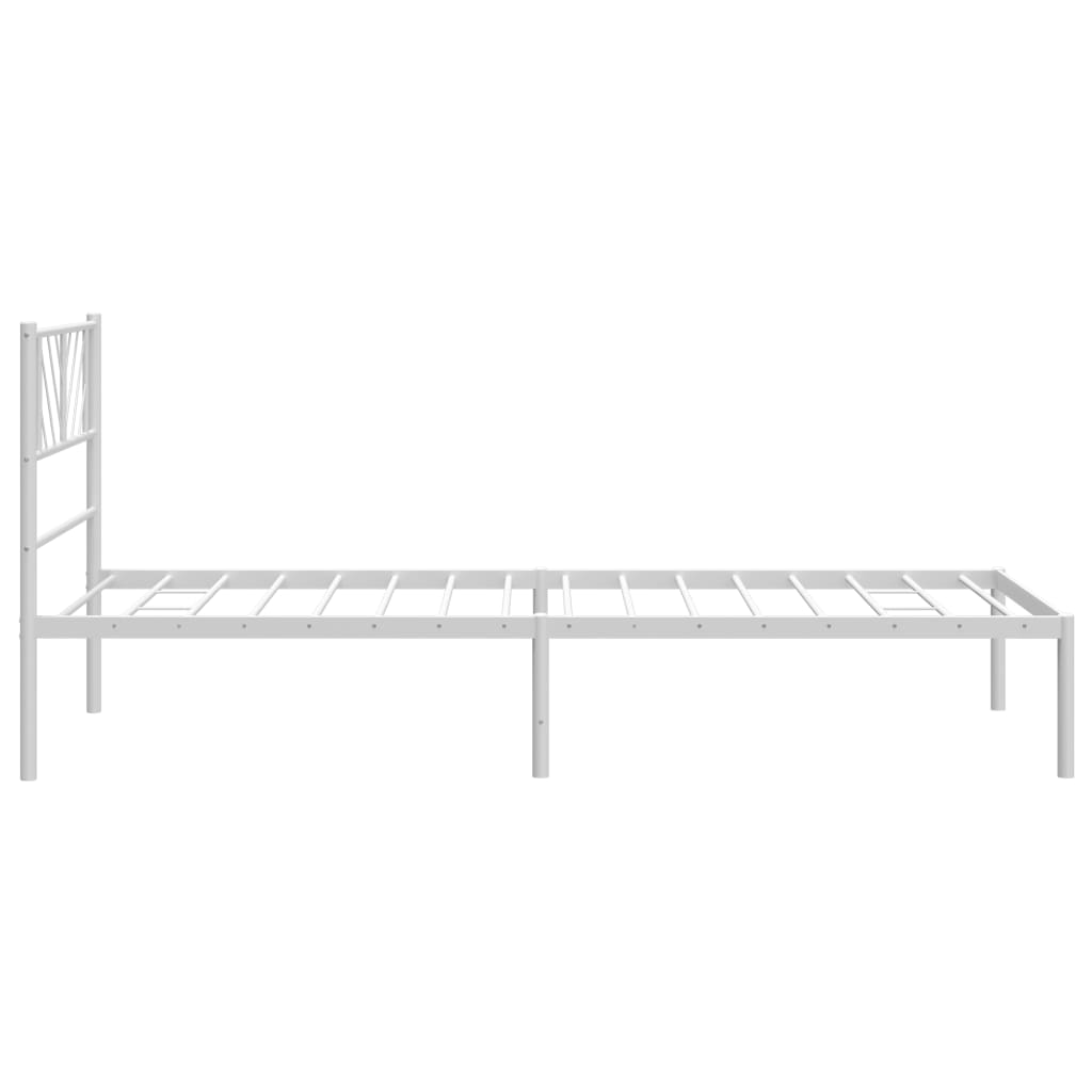 Bedframe met hoofdbord metaal wit 80x200 cm is nu te koop bij PeponiXL, paradijselijk wonen!