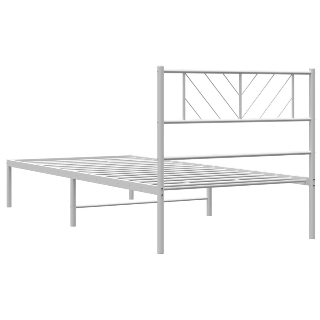 Bedframe met hoofdbord metaal wit 80x200 cm is nu te koop bij PeponiXL, paradijselijk wonen!