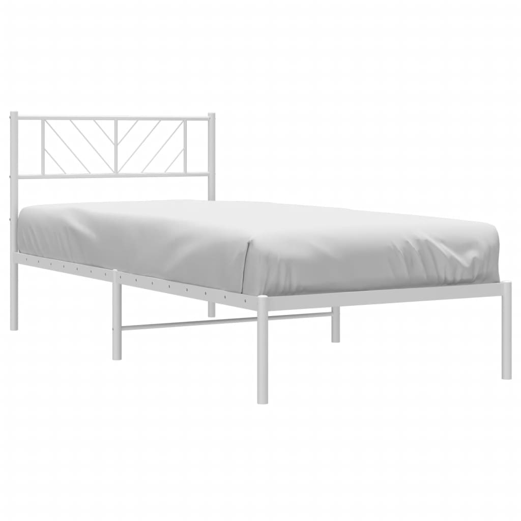 Bedframe met hoofdbord metaal wit 90x200 cm is nu te koop bij PeponiXL, paradijselijk wonen!