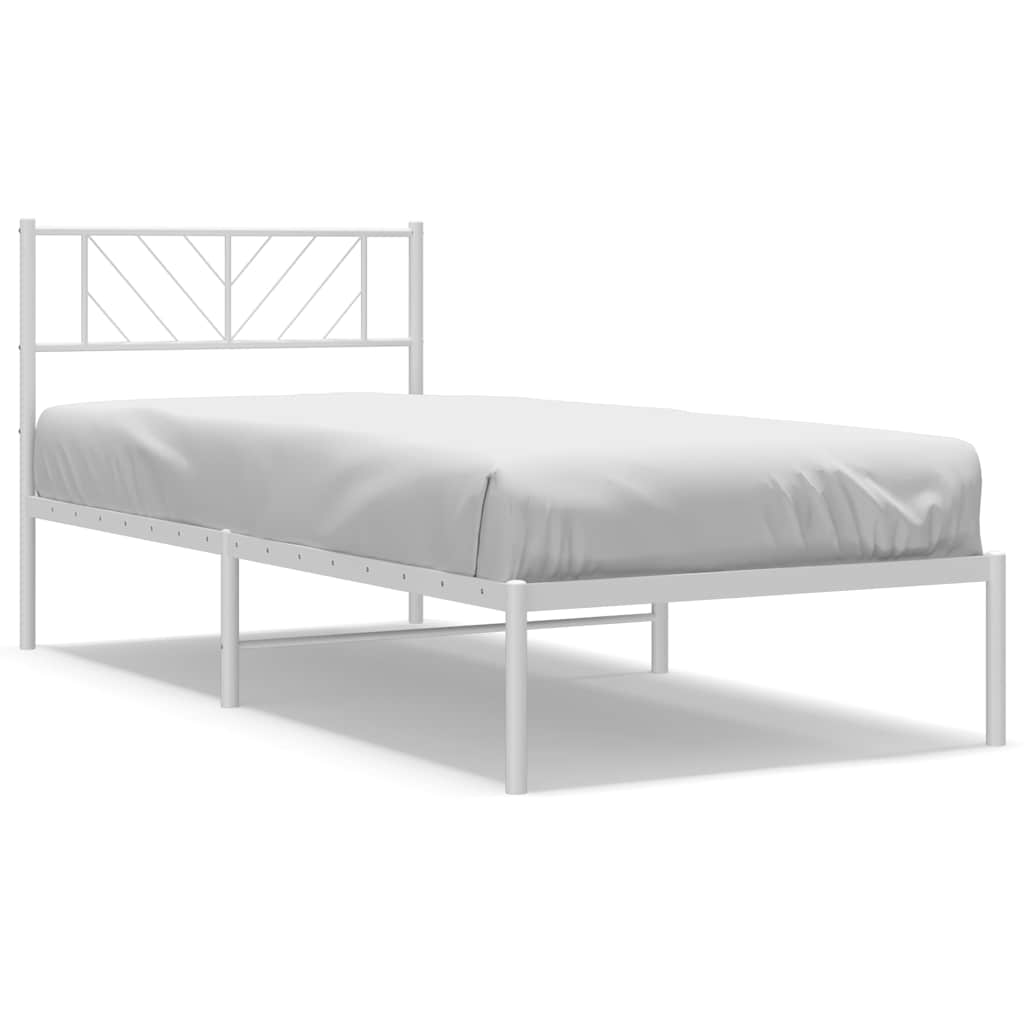 Bedframe met hoofdbord metaal wit 100x190 cm is nu te koop bij PeponiXL, paradijselijk wonen!