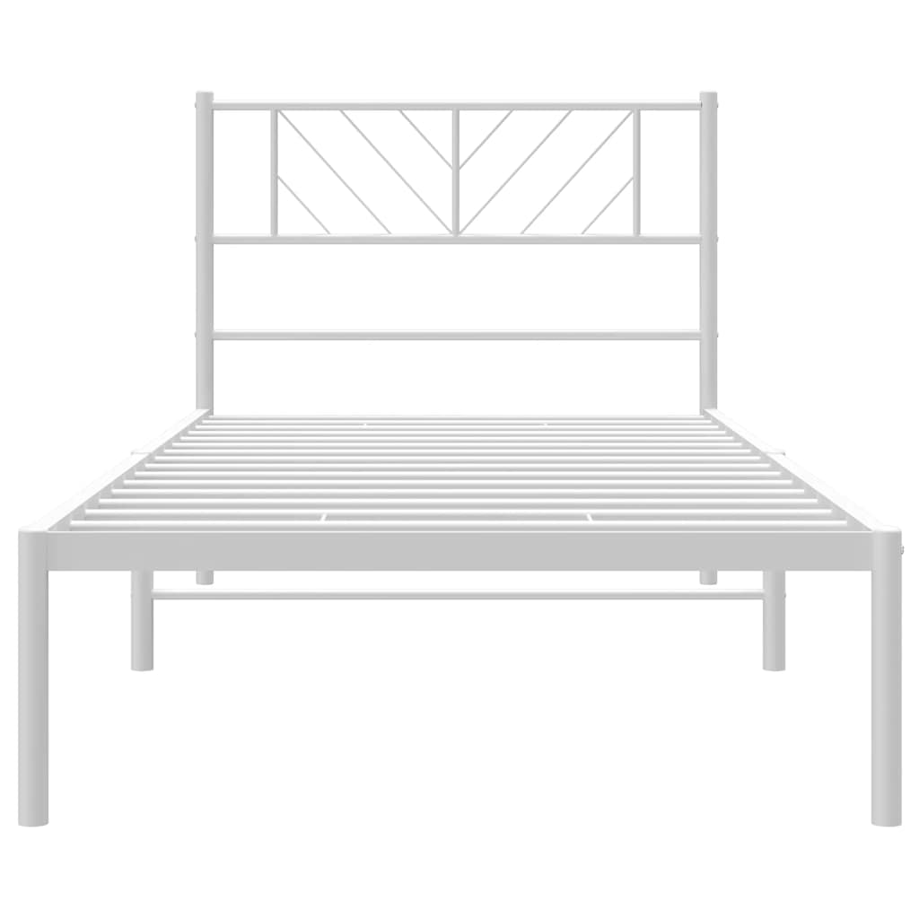 Bedframe met hoofdbord metaal wit 100x190 cm is nu te koop bij PeponiXL, paradijselijk wonen!