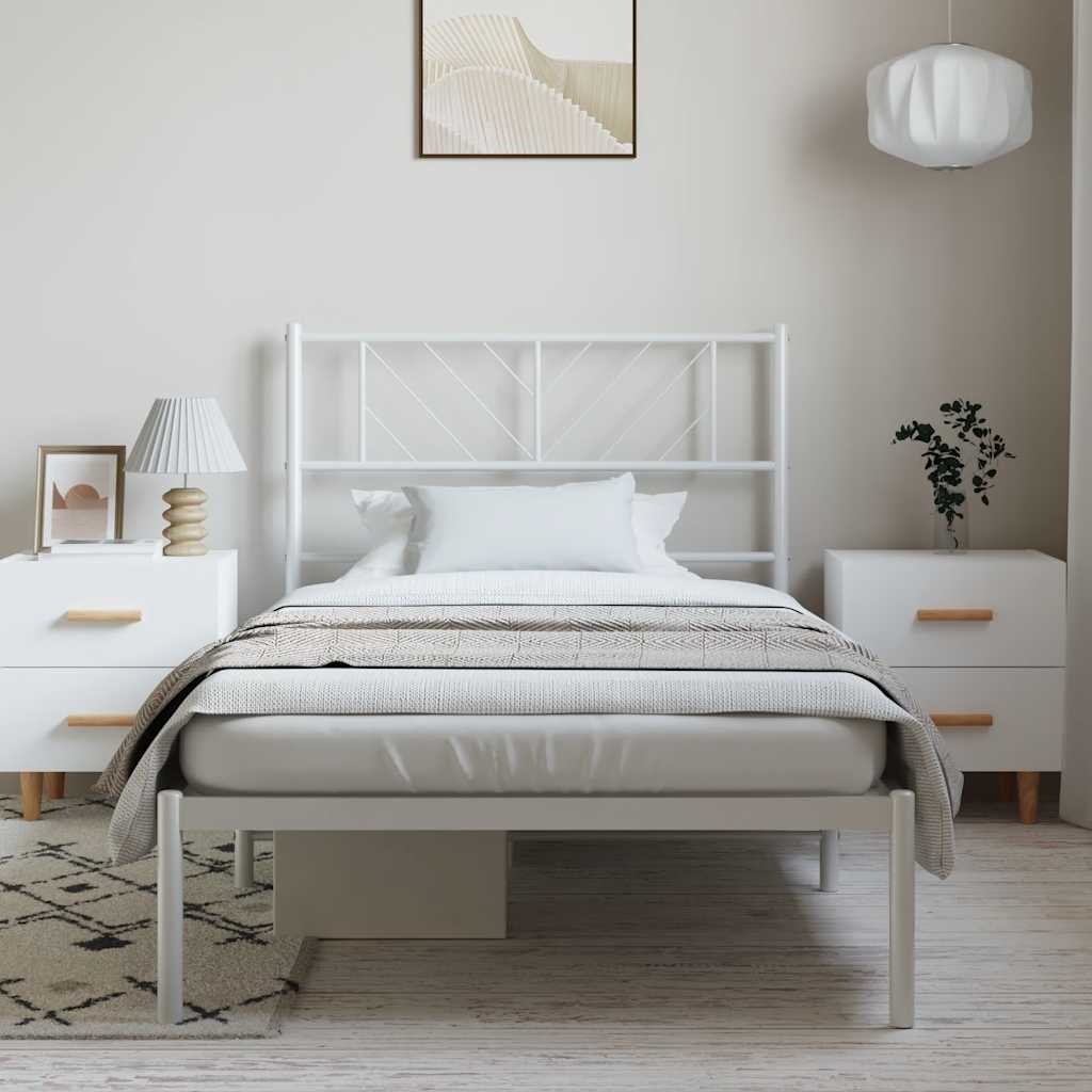 Bedframe met hoofdbord metaal wit 100x190 cm is nu te koop bij PeponiXL, paradijselijk wonen!