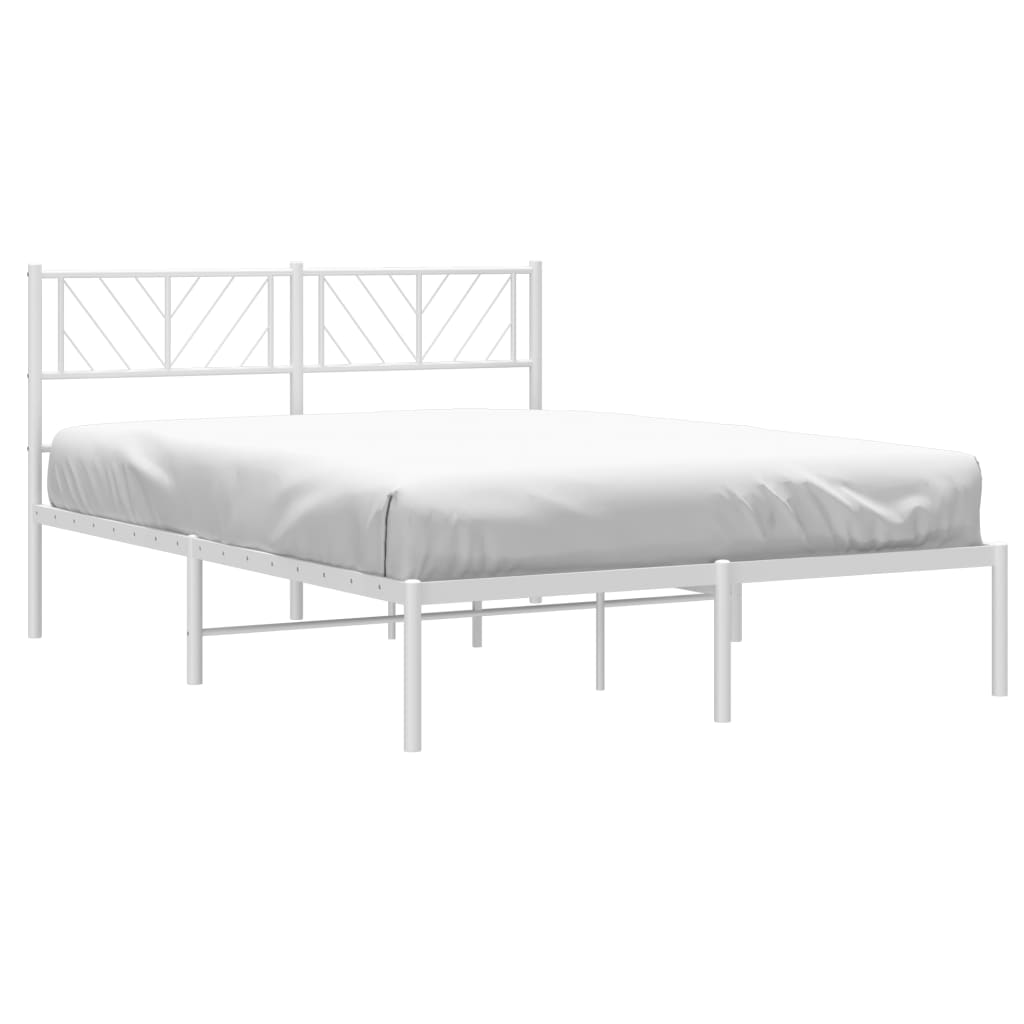 Bedframe met hoofdbord metaal wit 120x200 cm is nu te koop bij PeponiXL, paradijselijk wonen!