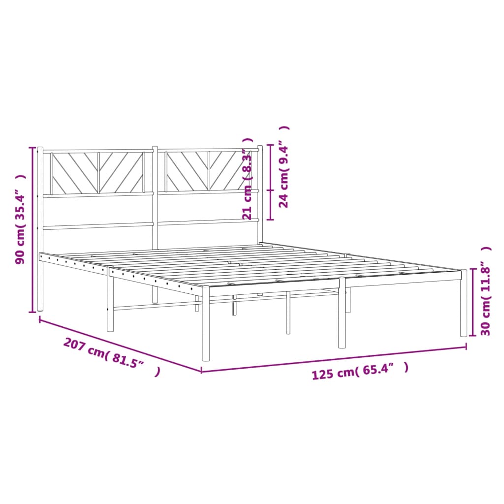 Bedframe met hoofdbord metaal wit 120x200 cm is nu te koop bij PeponiXL, paradijselijk wonen!