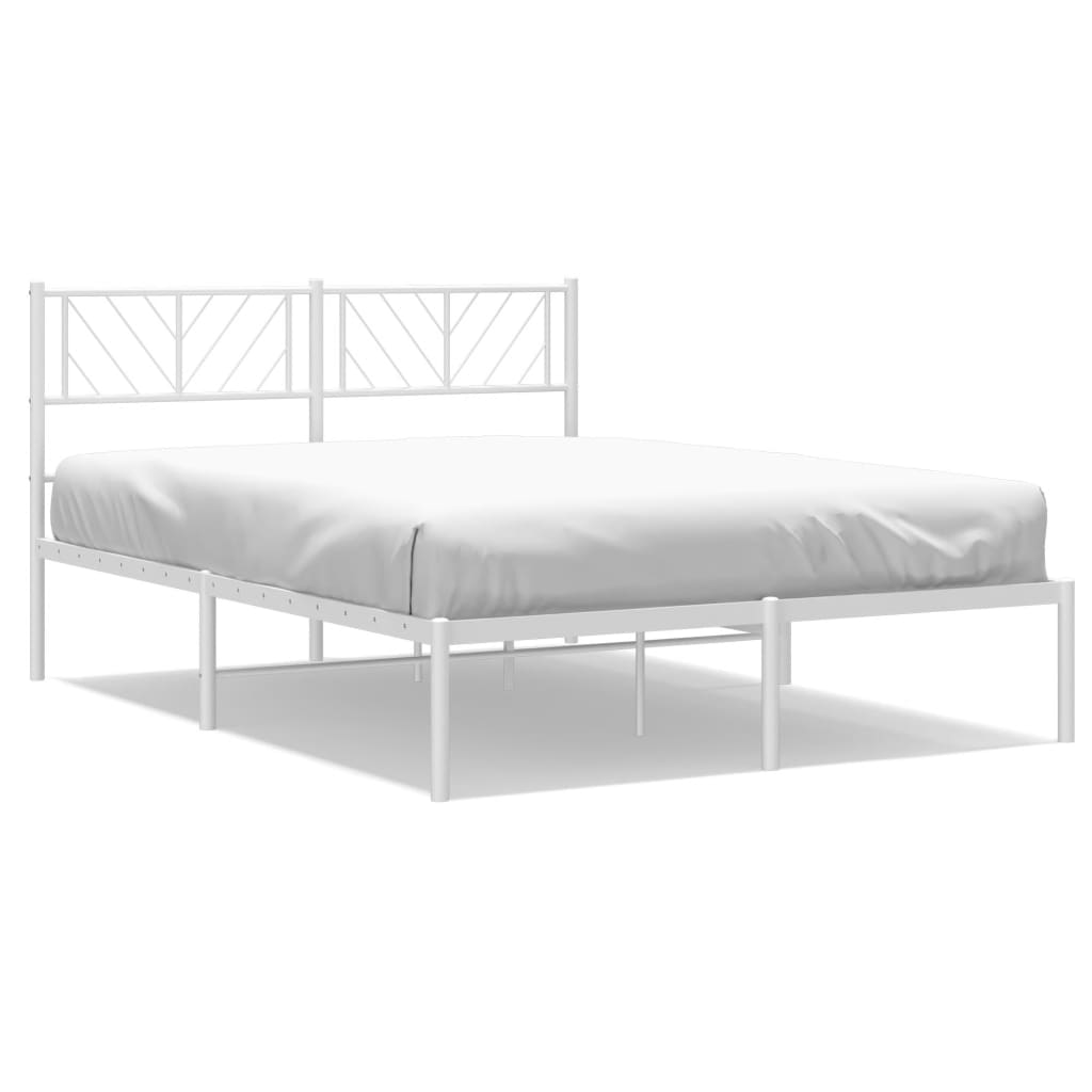 Bedframe met hoofdbord metaal wit 140x200 cm is nu te koop bij PeponiXL, paradijselijk wonen!