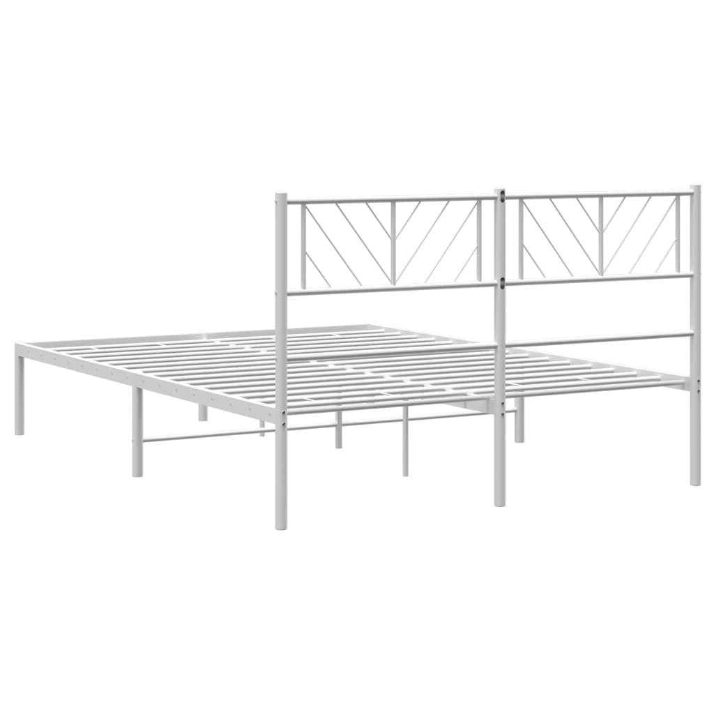 Bedframe met hoofdbord metaal wit 140x200 cm is nu te koop bij PeponiXL, paradijselijk wonen!