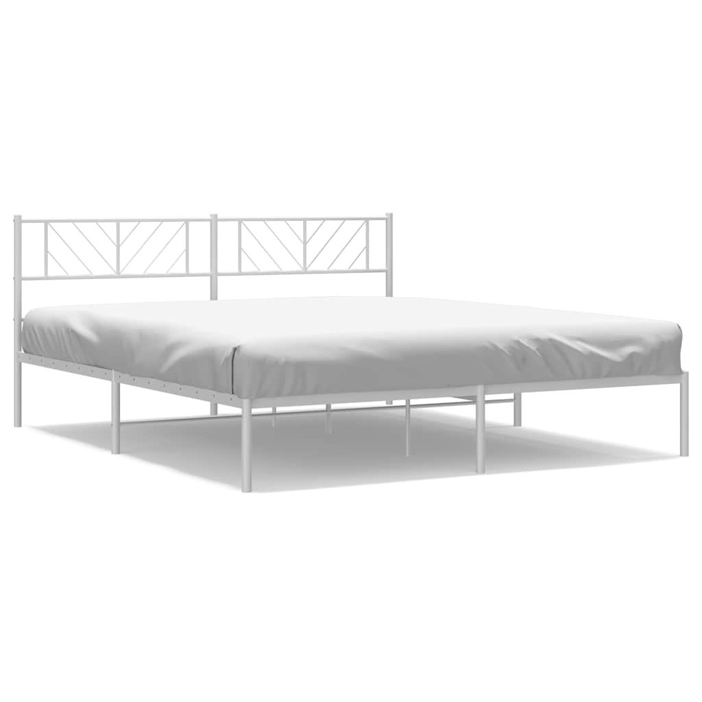 Bedframe met hoofdbord metaal wit 183x213 cm is nu te koop bij PeponiXL, paradijselijk wonen!