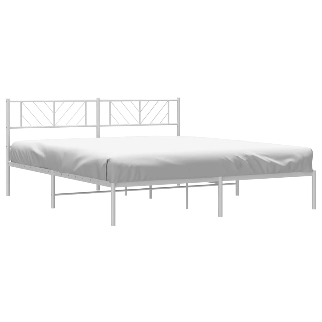 Bedframe met hoofdbord metaal wit 183x213 cm is nu te koop bij PeponiXL, paradijselijk wonen!