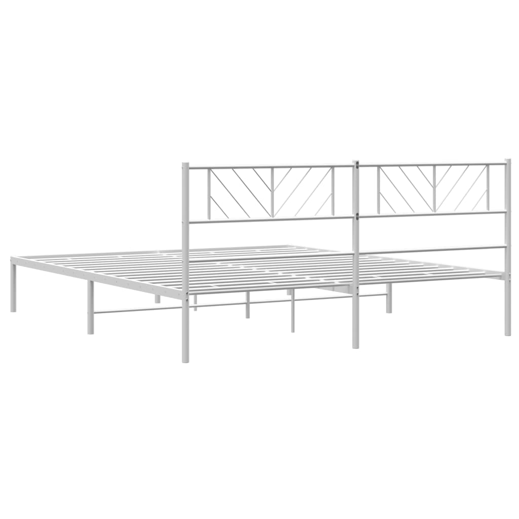 Bedframe met hoofdbord metaal wit 183x213 cm is nu te koop bij PeponiXL, paradijselijk wonen!