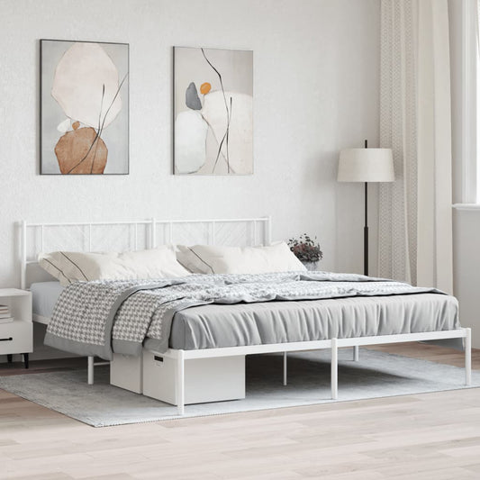 Bedframe met hoofdbord metaal wit 183x213 cm is nu te koop bij PeponiXL, paradijselijk wonen!