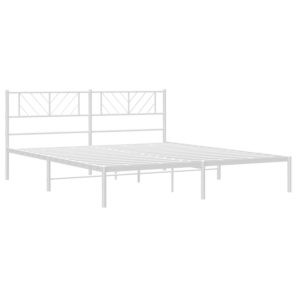 Bedframe met hoofdbord metaal wit 193x203 cm is nu te koop bij PeponiXL, paradijselijk wonen!